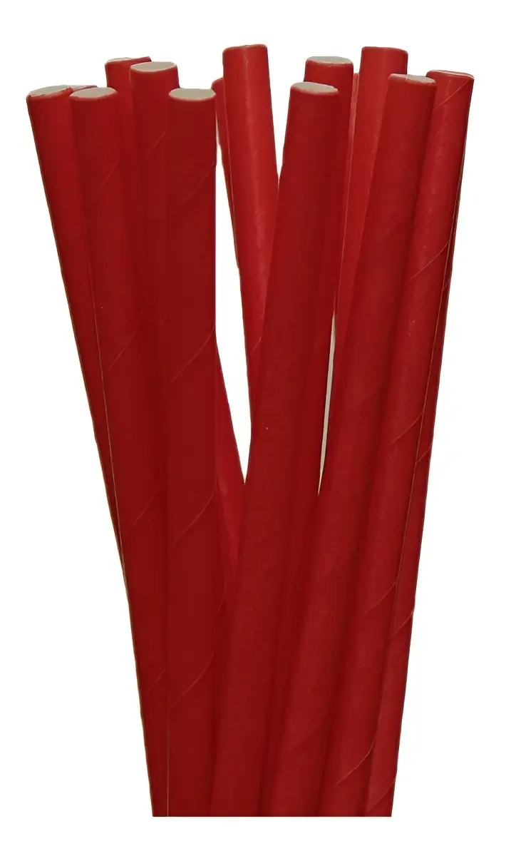 Canudos de Papel Vermelho Doce Lulu 19.6cm Biodegradável 20 Unidades