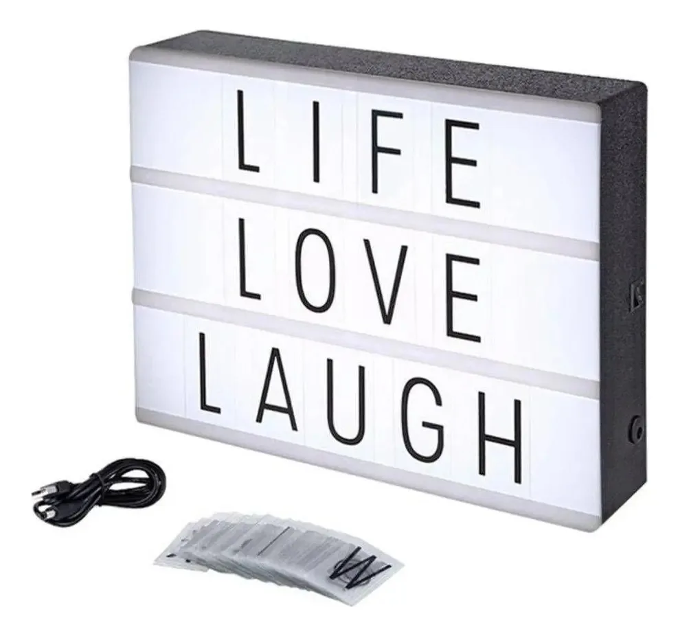 Luminária Palavras Letras Light Box Cinema Letreiro Led