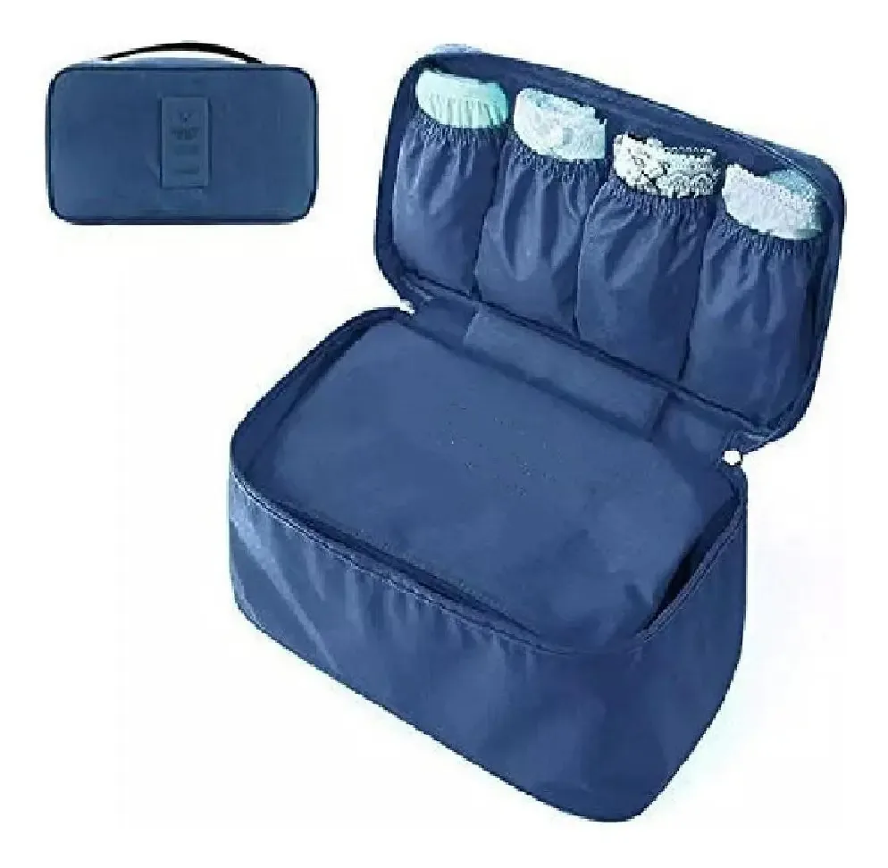 Necessaire Organizadora Íntima Nylon Azul 28x15 Cm