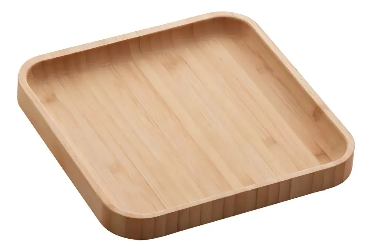 Bandeja Petisqueira Servir Frios Quadrada De Bambu Madeira