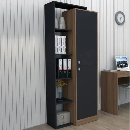 Estante Para Livros Moove 2 Portas 7 Prateleiras Cor Preto