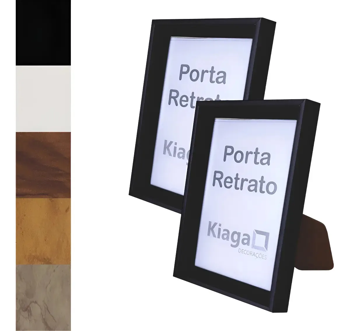 Kit 10 Porta-Retratos 10x15 cm Preto com Moldura Chanfrada e PVC