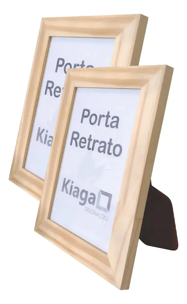Kit 10 Porta Retratos 10x15 Moldura Pinus Natural E Acetato