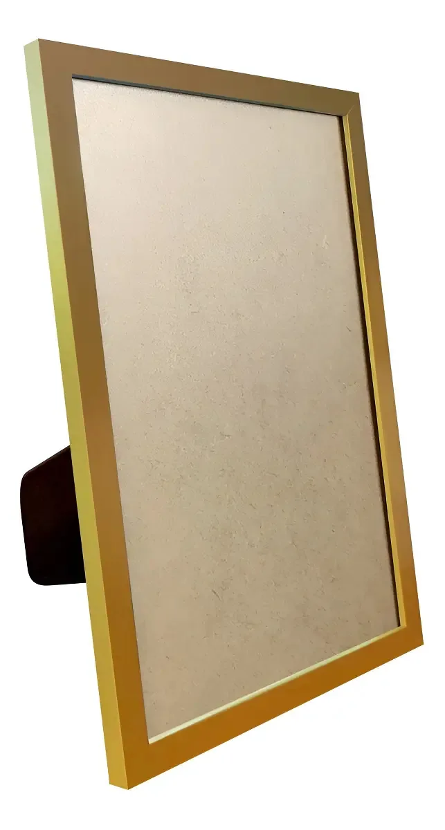 Kit 10 Porta Retratos 10x15cm Com Moldura Minimalista E Pvc Cor Dourado