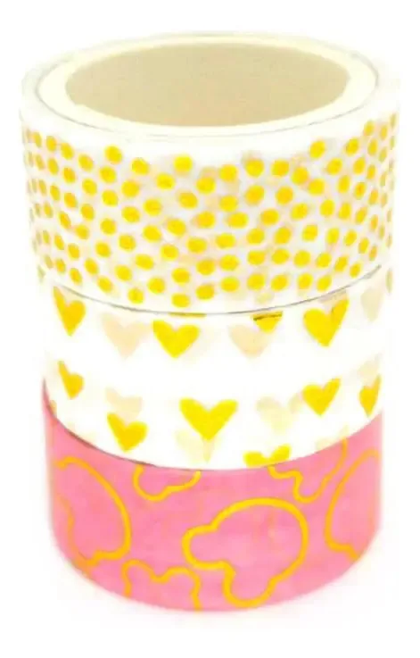 Kit 3 Unidades Fita Adesiva Washi Tape Metalizado Sorriso