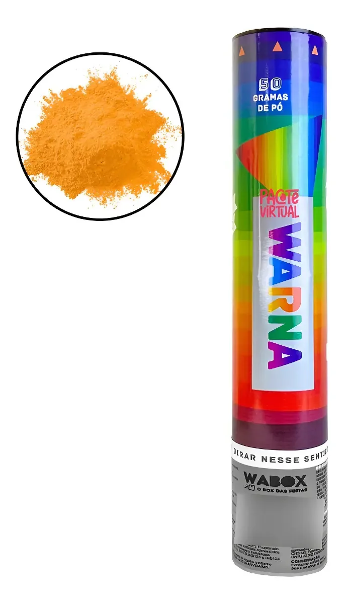 Lança Pó Tinta Colorido Chá Revelação Festa Holi Cor Laranja