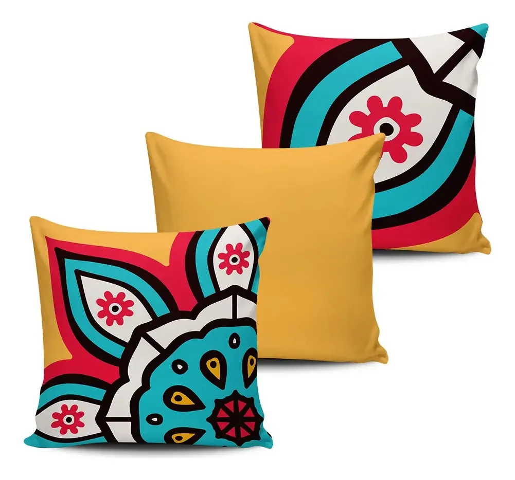 Conjunto 3 Almofadas Decorativas Mandala 45x45cm