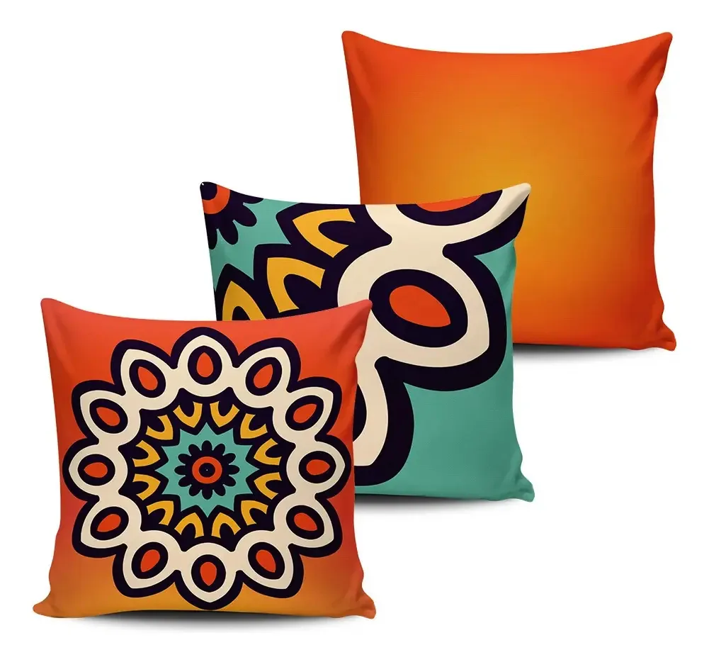 Conjunto 3 Almofadas Decorativas Mandala 45x45cm