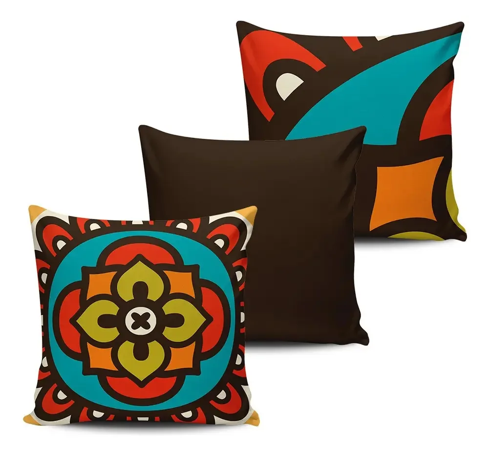 Conjunto 3 Almofadas Decorativas Mandala 45x45cm
