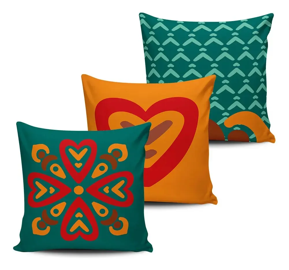 Conjunto 3 Almofadas Decorativas Mandala 45x45cm