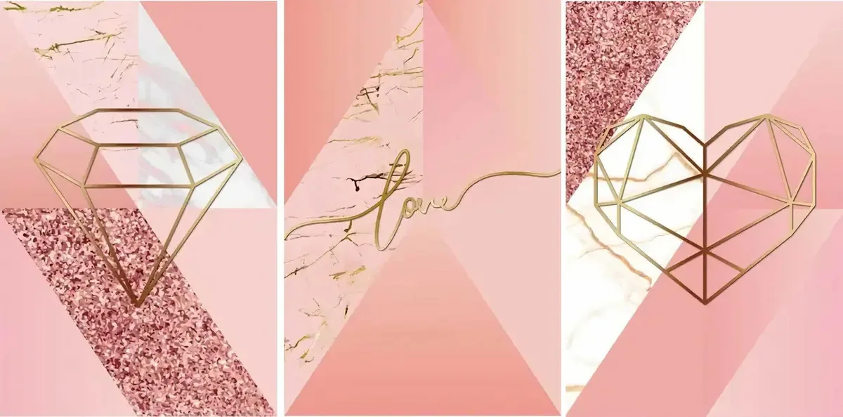 Kit Plaquinhas Decorativas Diamante Love 20x30