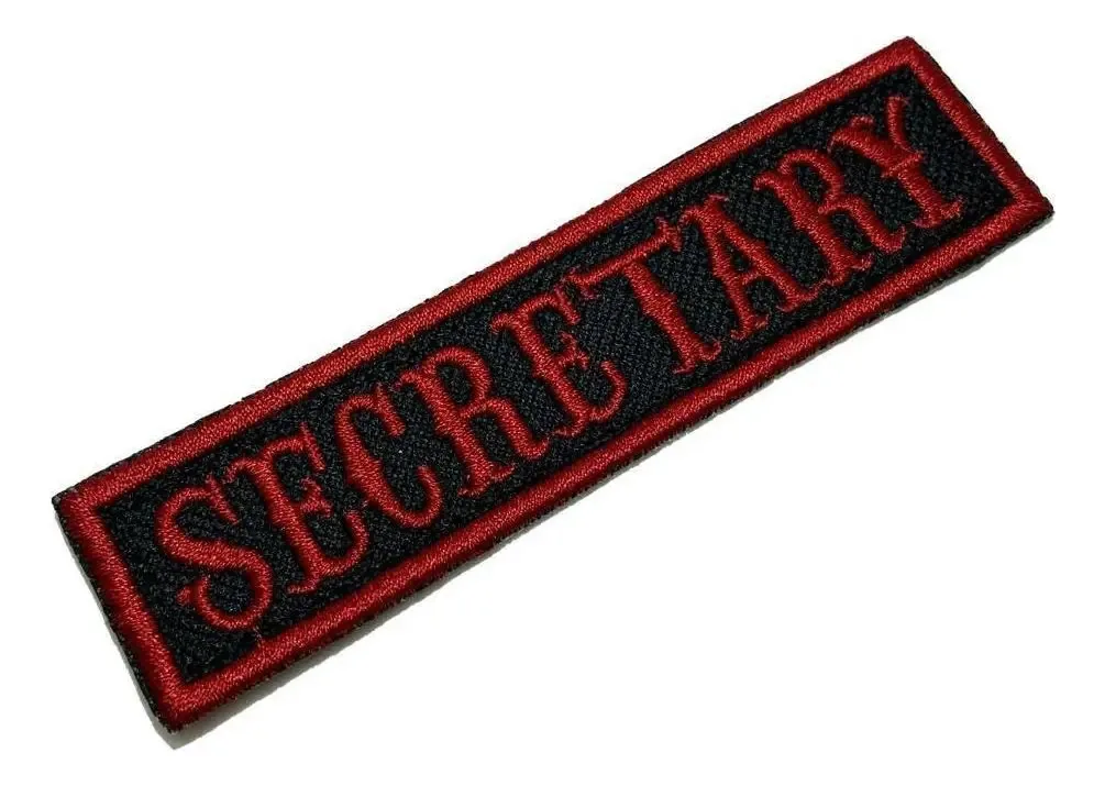 Patch Bordado Secretary Preto Termocolante Br44 para Roupa