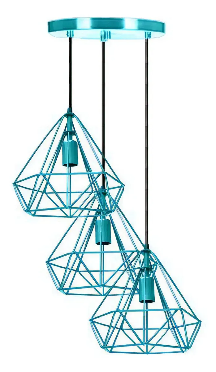 Pendentes Triplo Aramado Diamante Pirâmide Tiffany