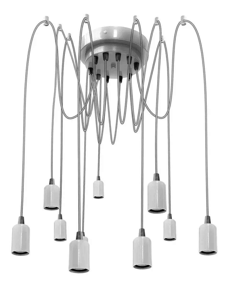Lustre Para 10 Lâmpadas Pendente - Thomas Edison Branco