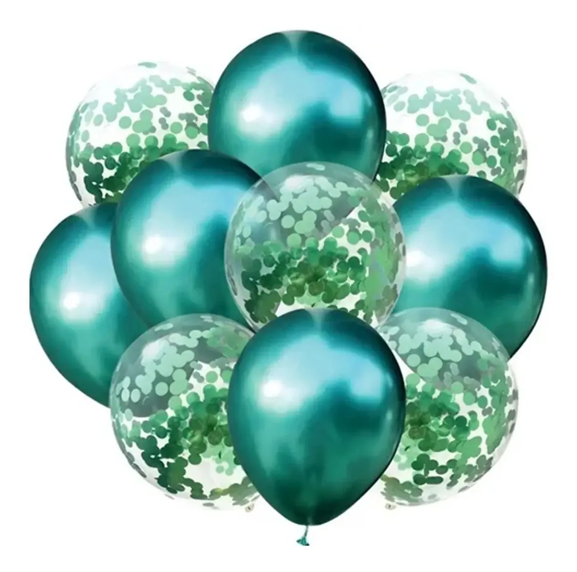Kit Balão Hiperfesta Confete / Metalic 10un Cor Verde