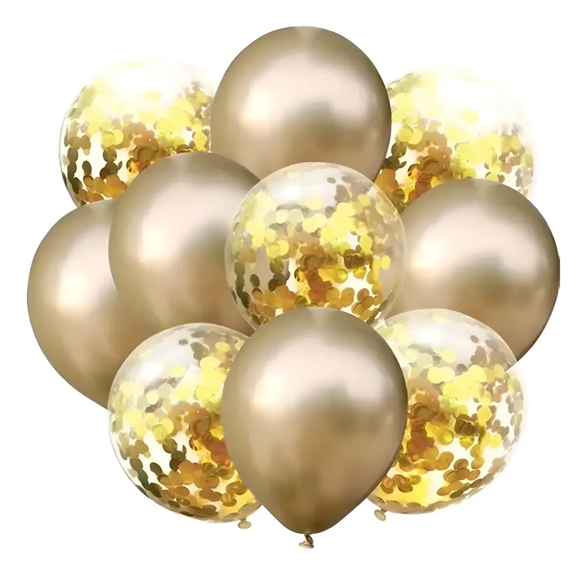 Kit Balao Hiperfesta Confete / Metalic 10un Cor Dourado