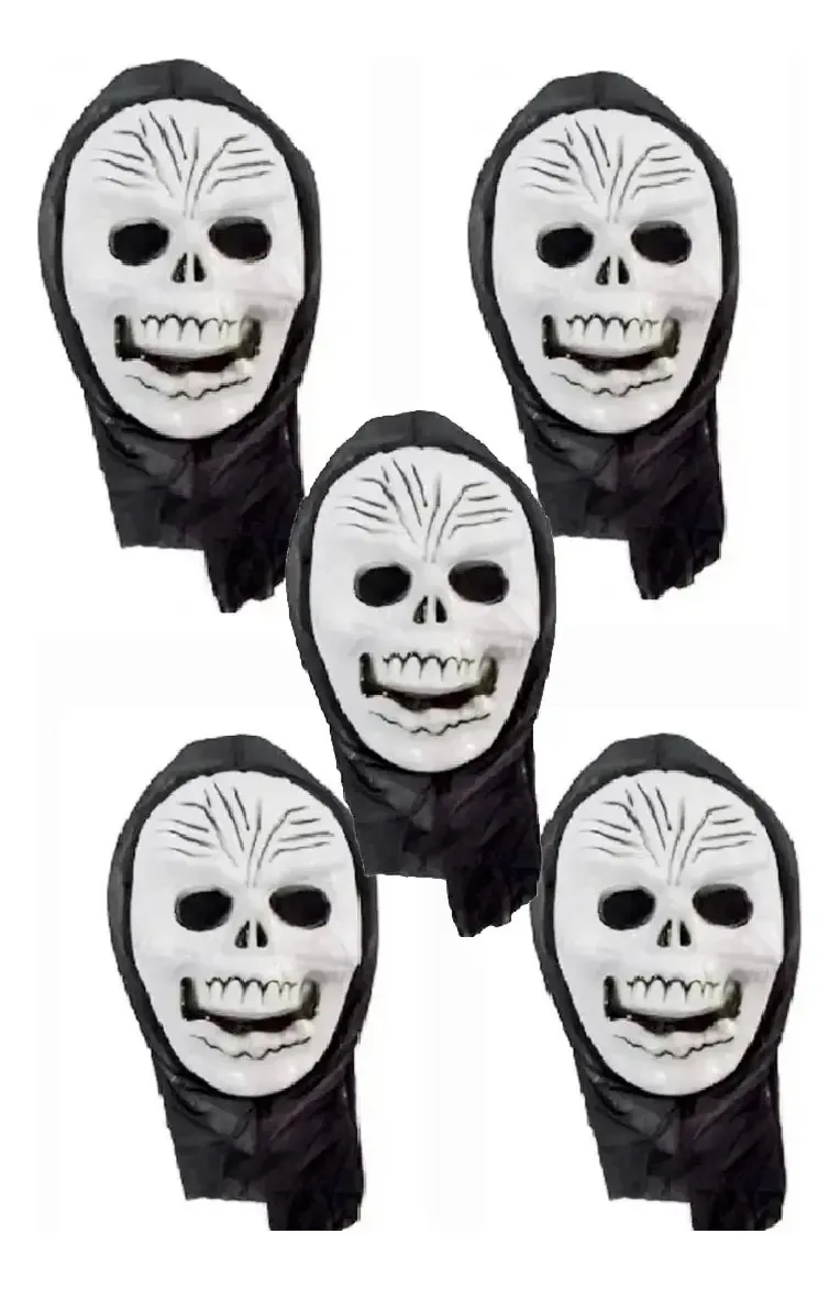 5 Mascaras Monstro Caveira Hiperfesta Cosplay Cor Preto/Branco Pânico