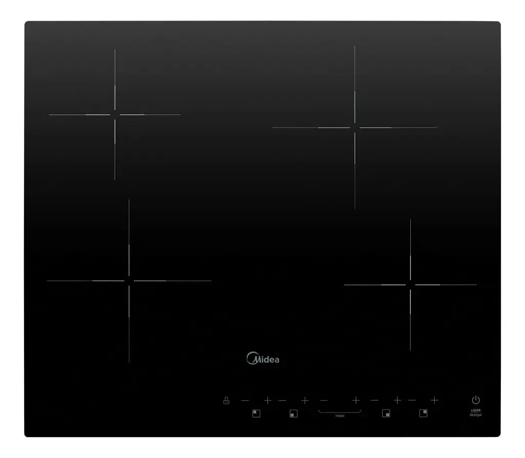 Cooktop 4 Bocas Elétrico Vitrocerâmico Midea Preto