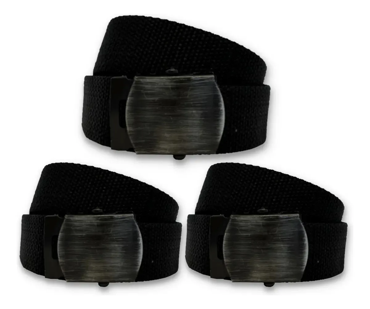 Kit 3 Cintos Resistentes Tático Nylon Cor Preto Tamanho 145