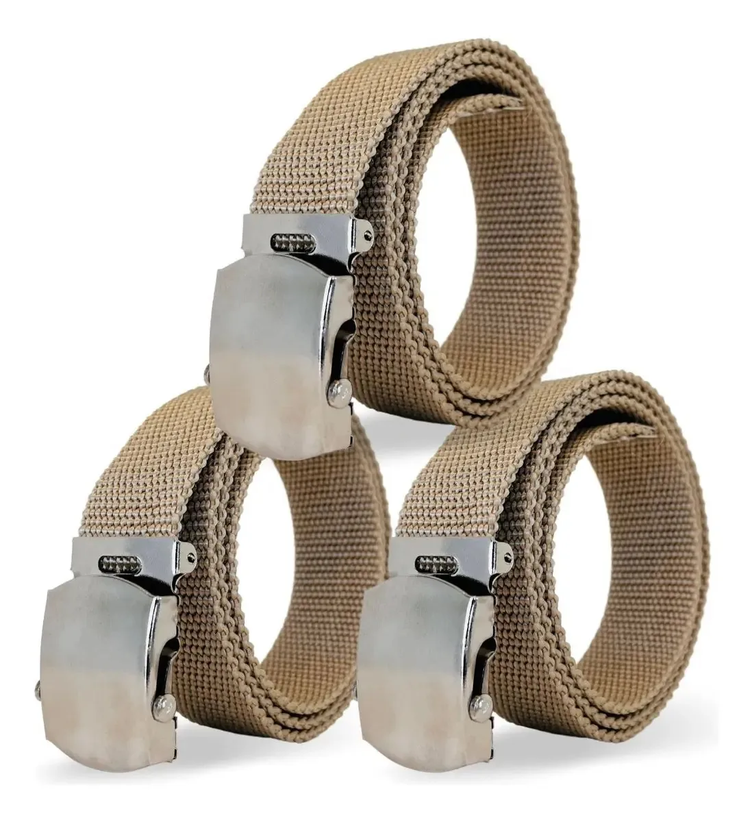 Kit 3 Cintos Resistentes Tático Nylon Cor Ocre Tamanho 145