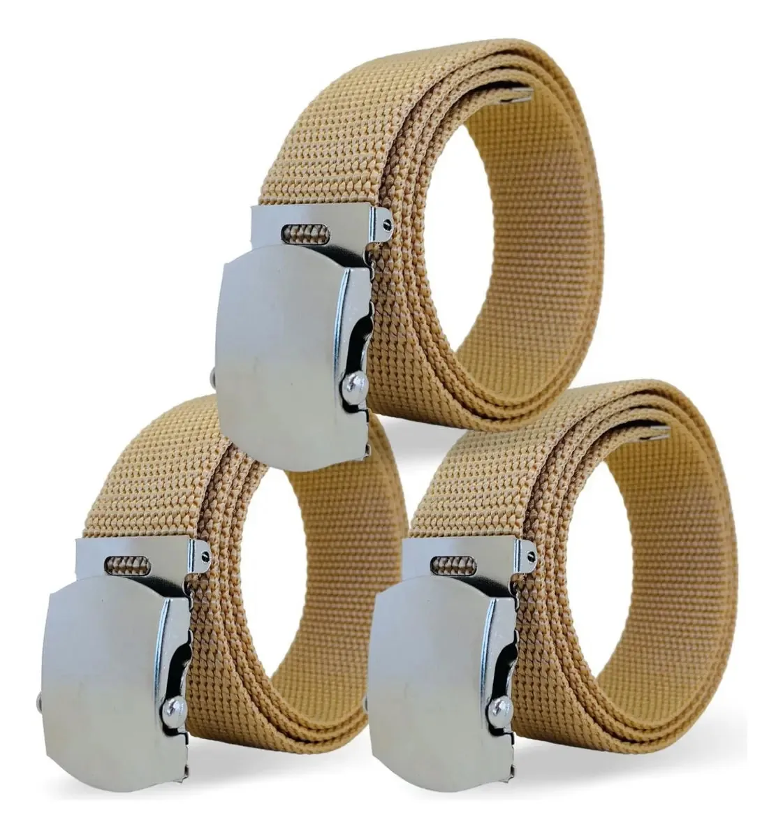Kit 3 Cintos Resistentes Tático Nylon Cor Caramelo Tamanho 115