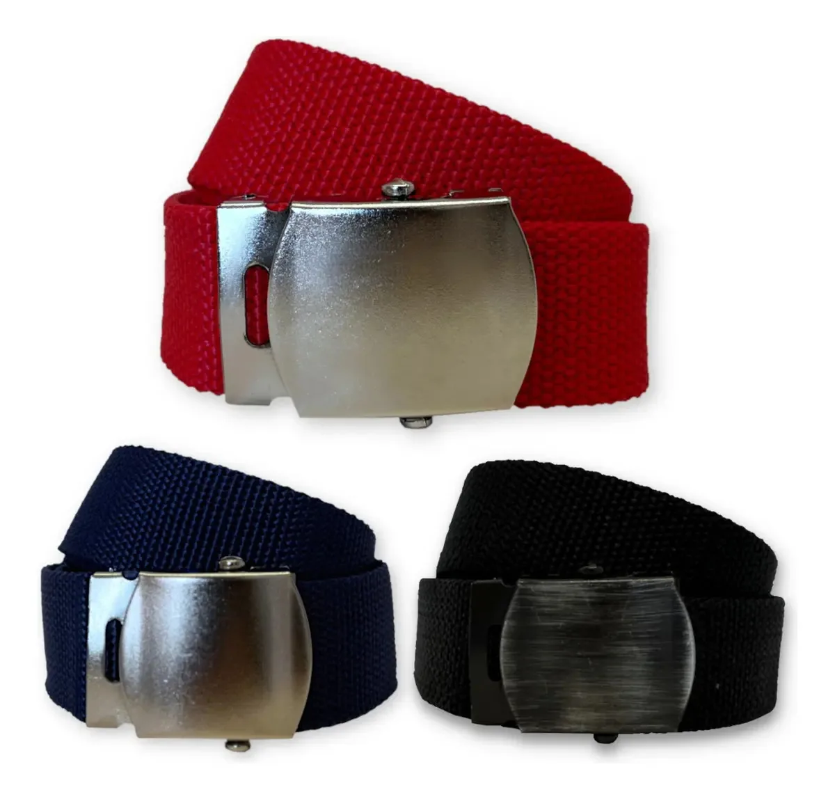 Kit 3 Cintos Resistentes Tático Nylon Cor Preto | Vermelho | Marinho Tamanho 115