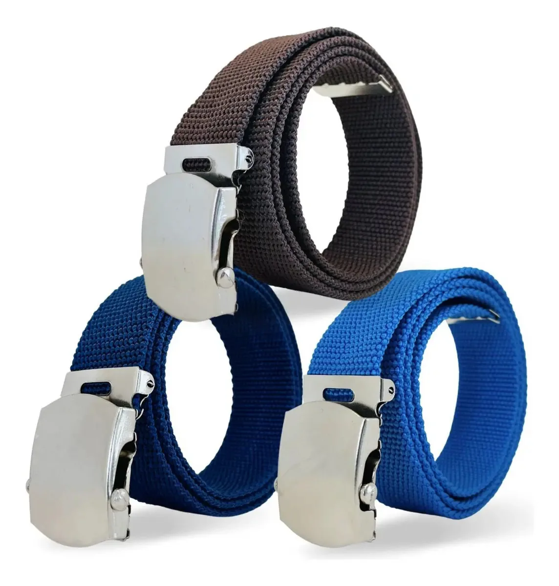 Kit 3 Cintos Resistentes Tático Nylon Cor Marrom | Marinho | Royal Tamanho 115