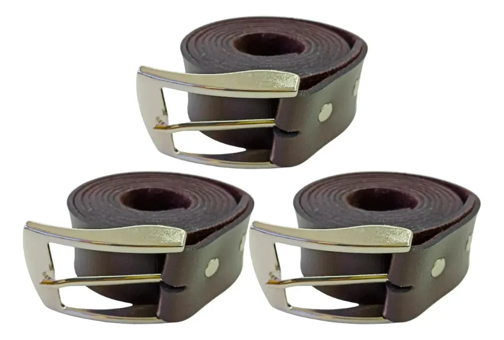 Kit 3 Cintos Atacado Courinho Cores Tradicionais Cor Marrom Tamanho 130