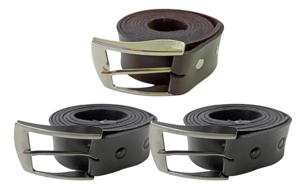 Kit 3 Cintos Atacado Courinho Cores Tradicionais Cor Preto/marrom Tamanho 160