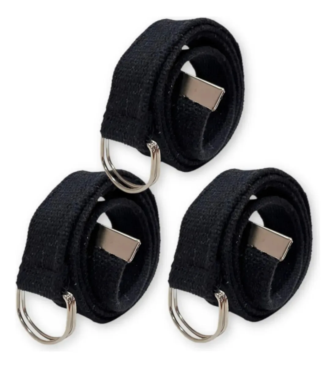 Atacado Kit 3 Cintos Masculinos Lona Argola Dupla Premium + Cor Preto Tamanho 115
