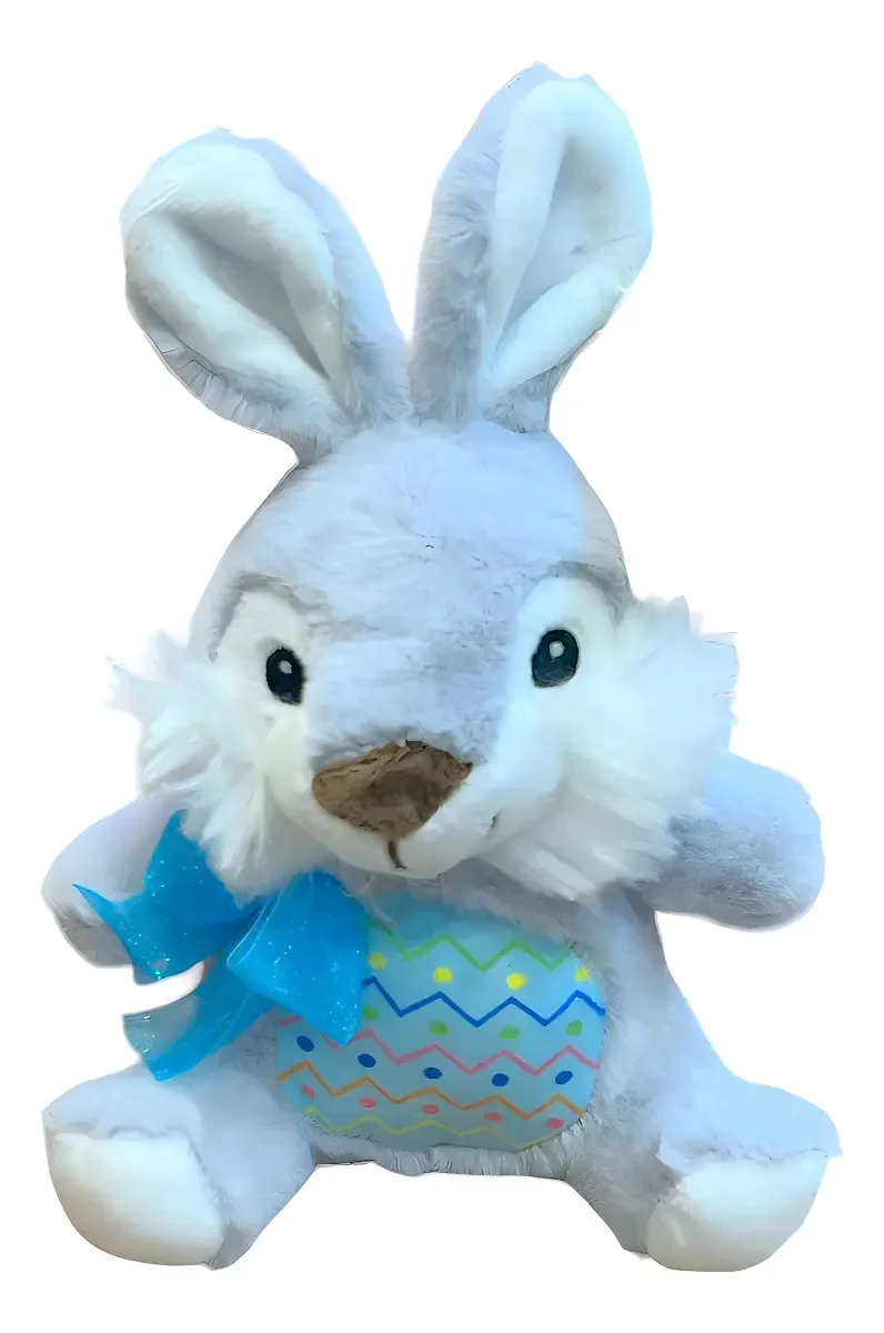 Coelho Pelúcia Páscoa Decoração Festa Cesta Presentes 18cm Cor Cinza