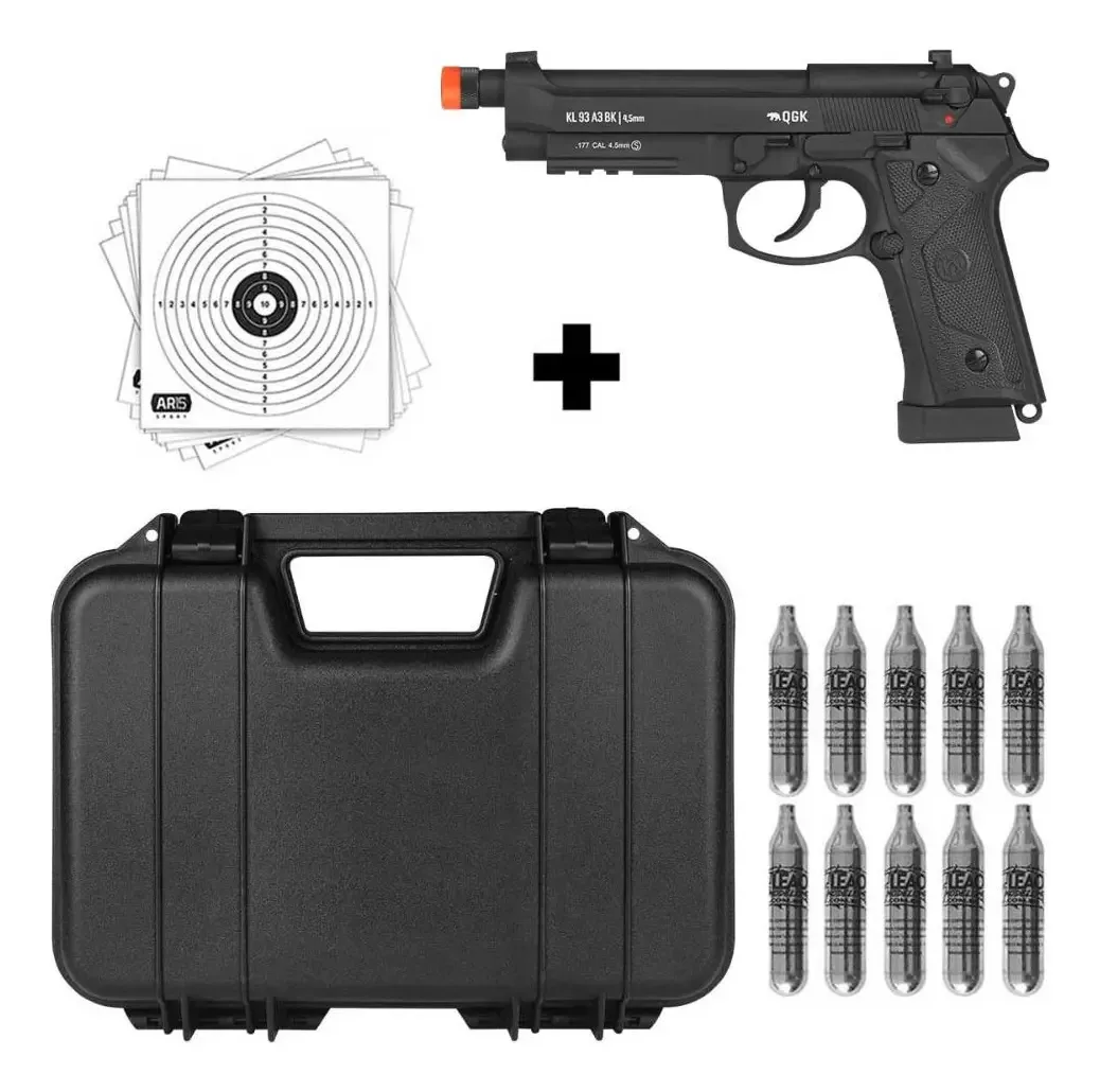 Pistola De Pressão Co2 Qgk 93a3 4.5mm + 10x.co2 Preto 4.5 Mm