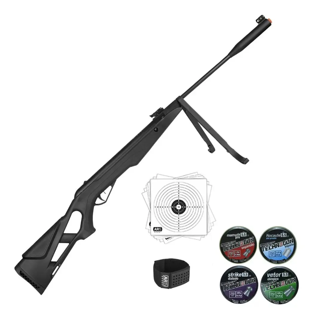 Espingarda 5.5 Pressão Ekol Thunder Es550 C/ Chumbotechnogun Verde 5.5 Mm
