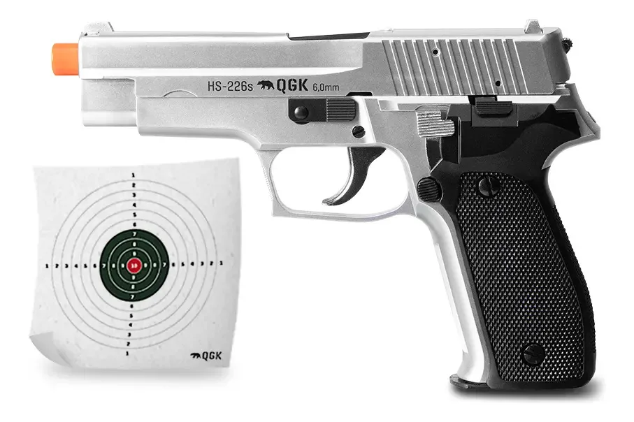 Pistola De Airsoft Spring Hs-226s 6mm - Qgk + Alvo