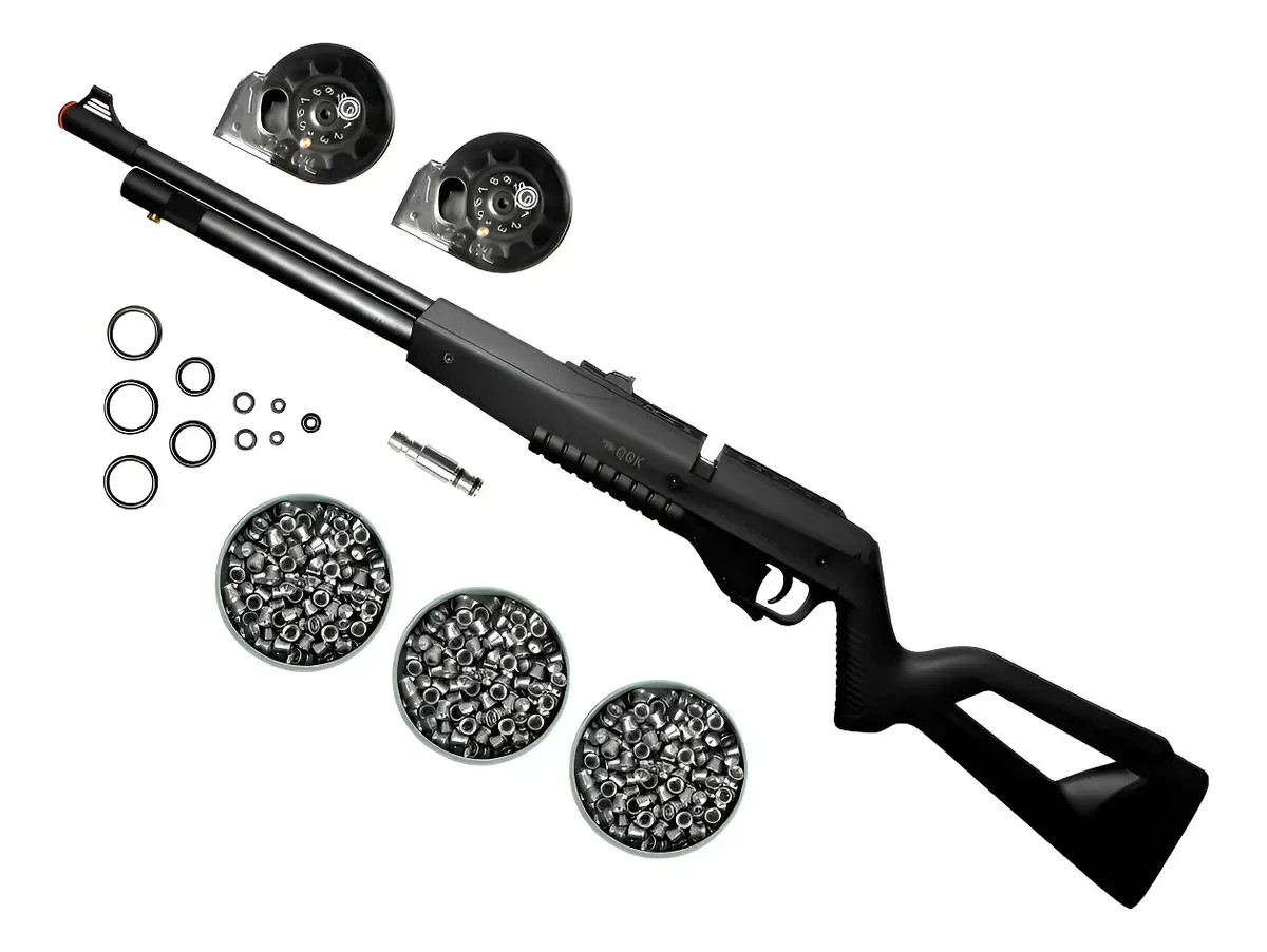 Carabina Airgun Pcp G850 5,5mm Qgk + 3 Chumbinhos Preto 5.5 Mm