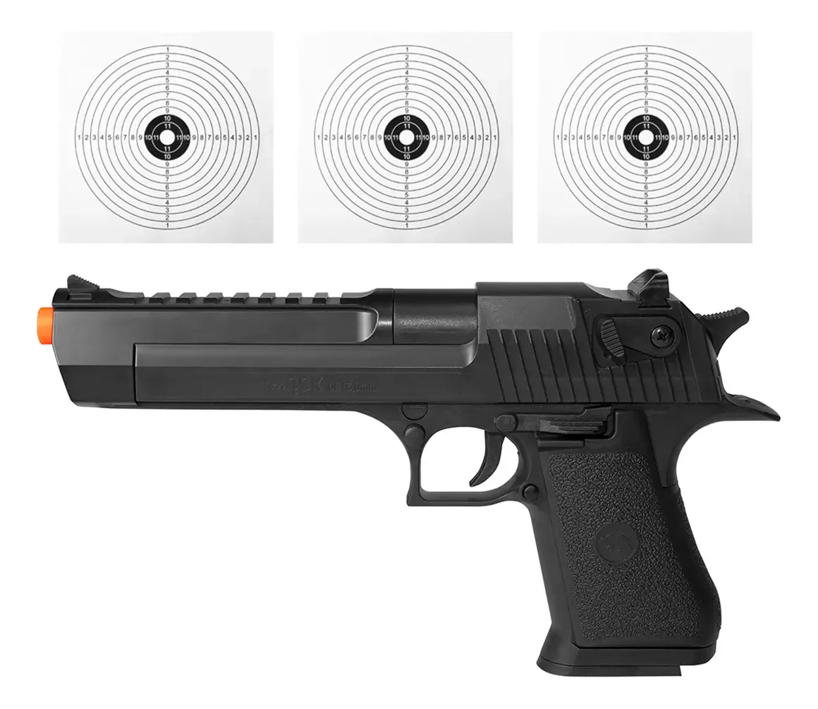 Pistola Airgun Spring Sde Bk 6mm-qgk + Alvo Preto 6 Mm