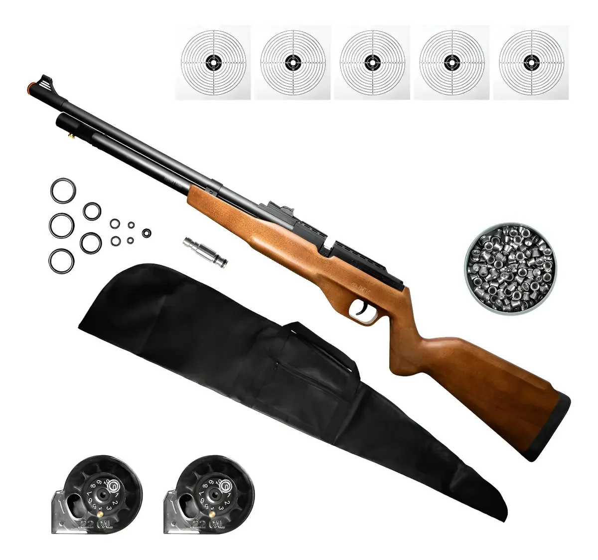 Carabina Airgun Pcp G850m 5,5mm Qgk + Capa + Chumbinho - Marrom - 5.5 Mm