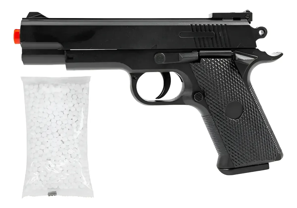 Pistola Airsoft Vg 1911 Short-v92 Mola 6mm+300 Bbs 0,12g Preto 6 Mm
