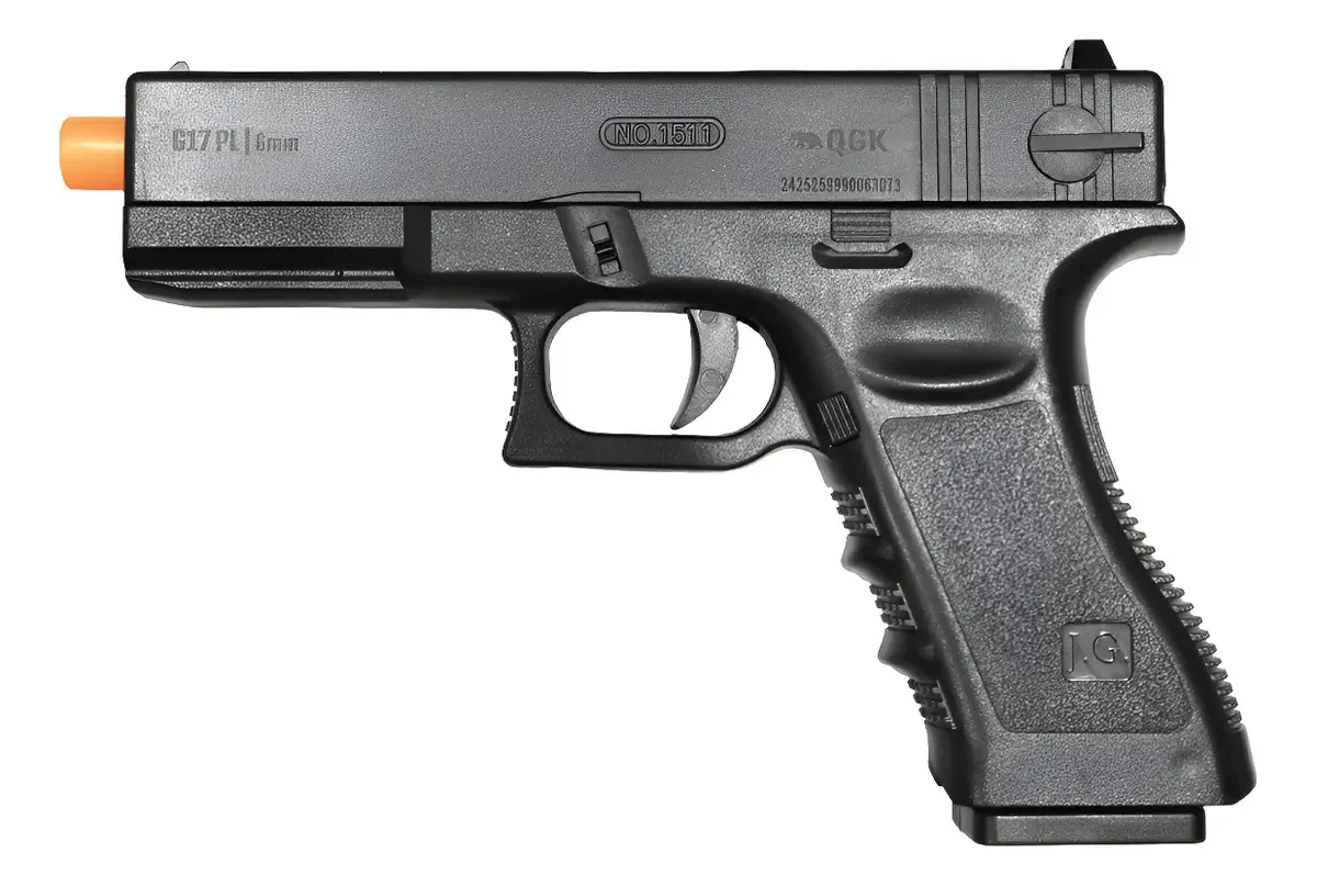 Pistola De Airsoft Spring G17 Pl 6mm Qgk 6 Mm Preto