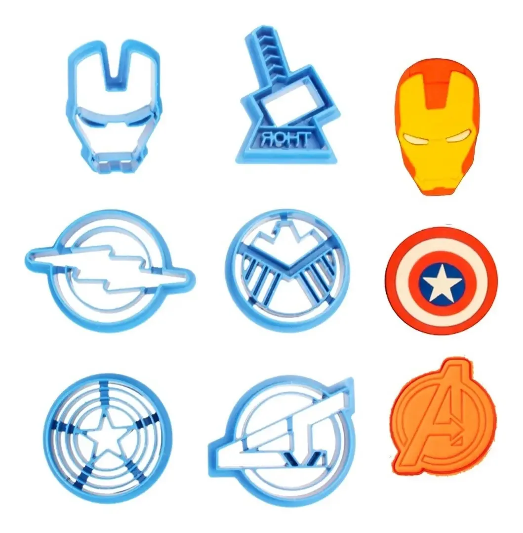Kit 6 Cortadores Herois Marvel Vingadores Pasta Americana