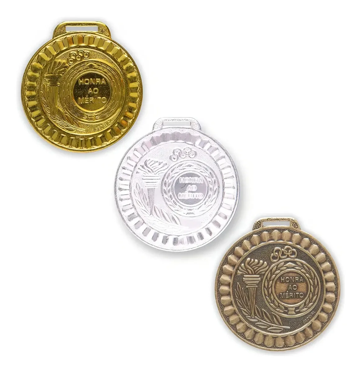 Medalhas Honra Ao Mérito Aço 55mm Gedeval Ouro Prata Bronze Kit 130 Unidades