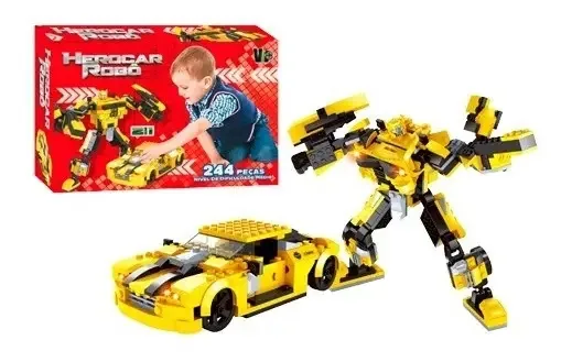 Blocos De Montar Herocar Robô 244 Peças - Brinquedos Vip