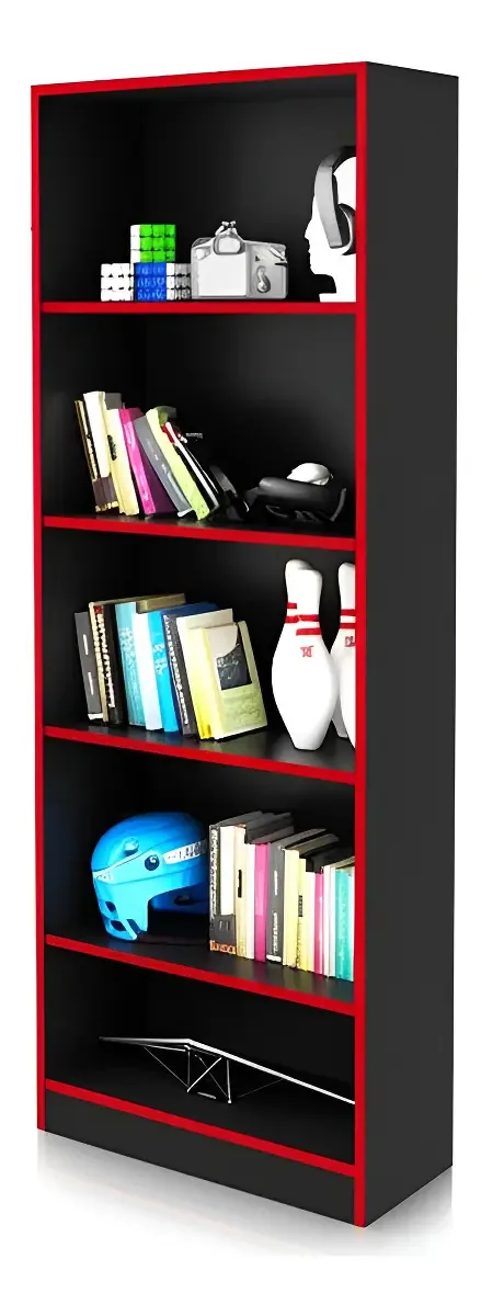 Estante Gamer Tecnomobili ME4141 Preto/Vermelho 5 Prateleiras 160cm MDP