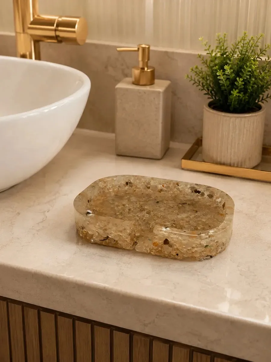 Porta Sabonete Saboneteira Quadrado Lavabo Cor Cristal Fume