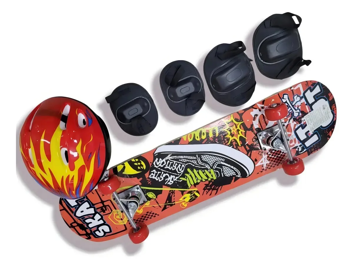 Kit Skate Joelheira Cotoveleira Bag Varias Cores 78,5cm