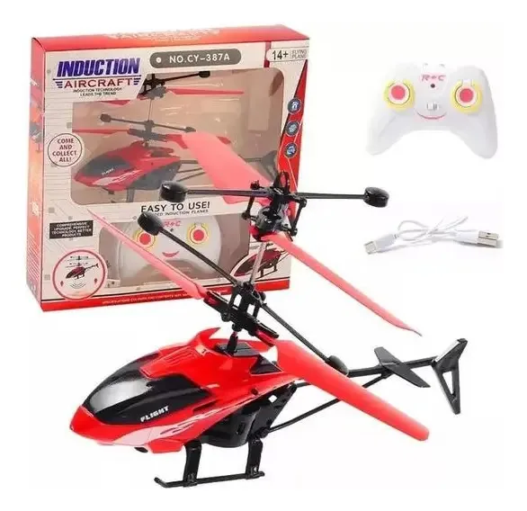 Helicóptero Com Controle E Sensor Vermelho Futuro Kids