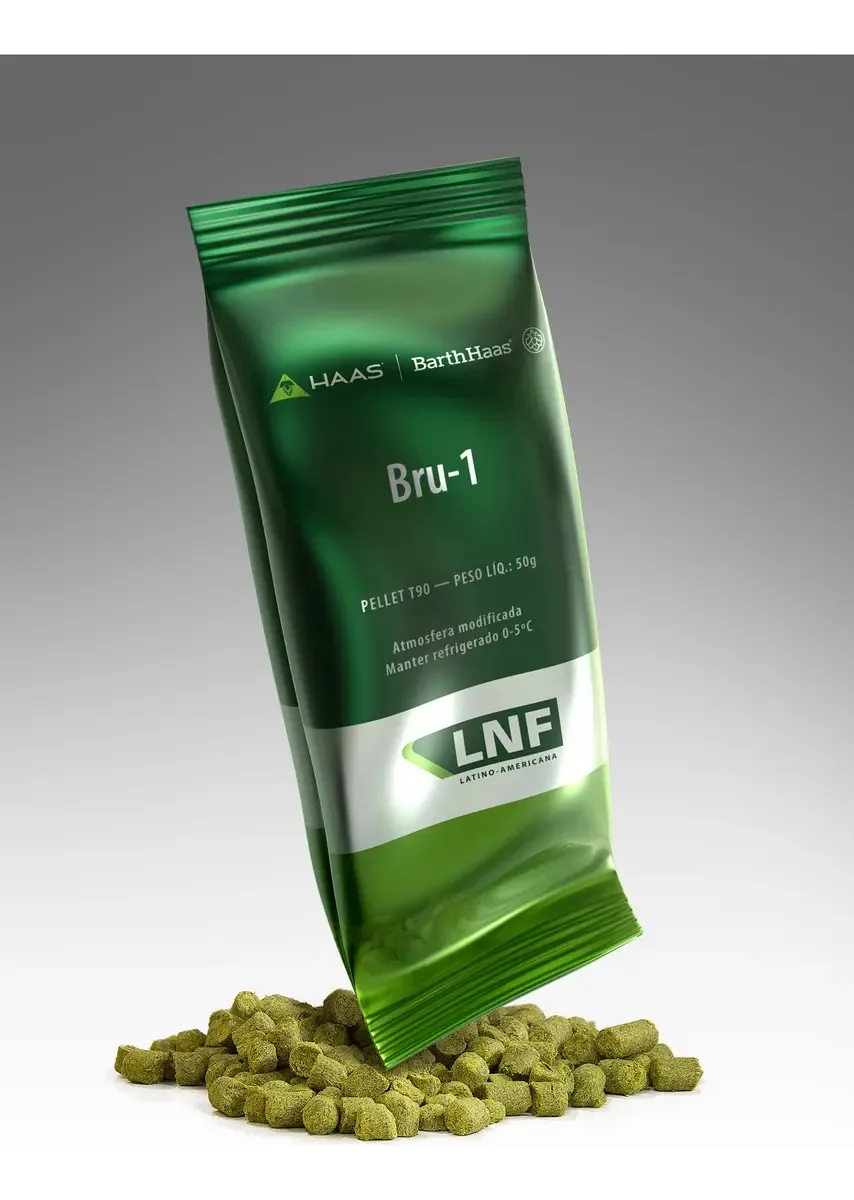 Bru-1 Pellet Lúpulo 50g Barth Haas Aroma Frutado Floral Picante