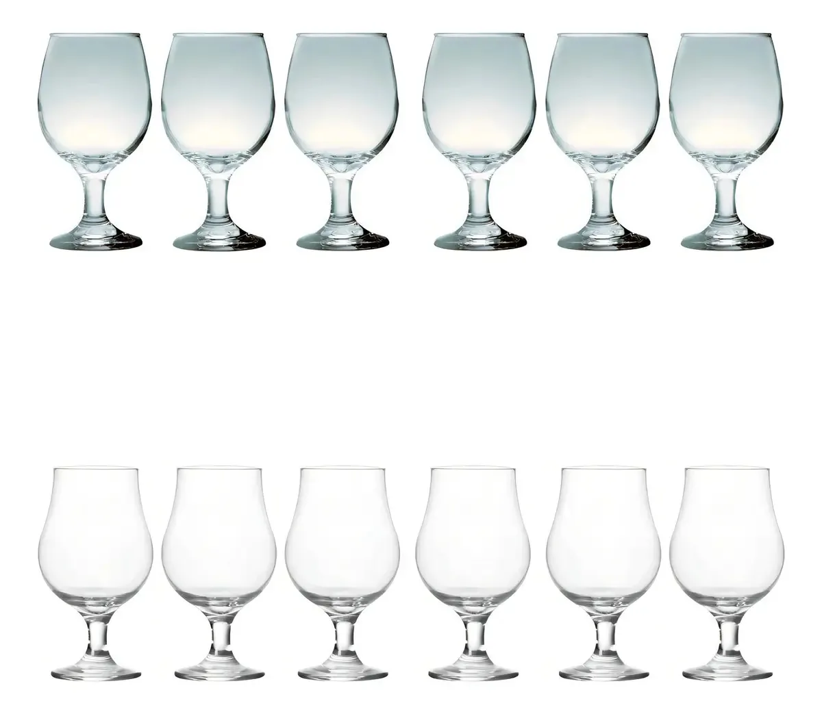 Kit Com 6 Taças Para Vinho Tinto E 6 Taças Pra Cerveja 400ml