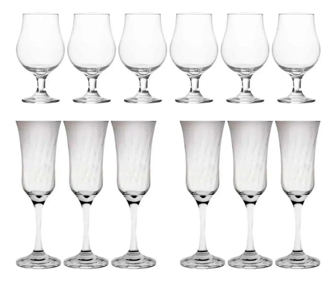 Kit 6 Taças Cerveja Gourmet 400ml E 6 Taças Lírio Champanhe
