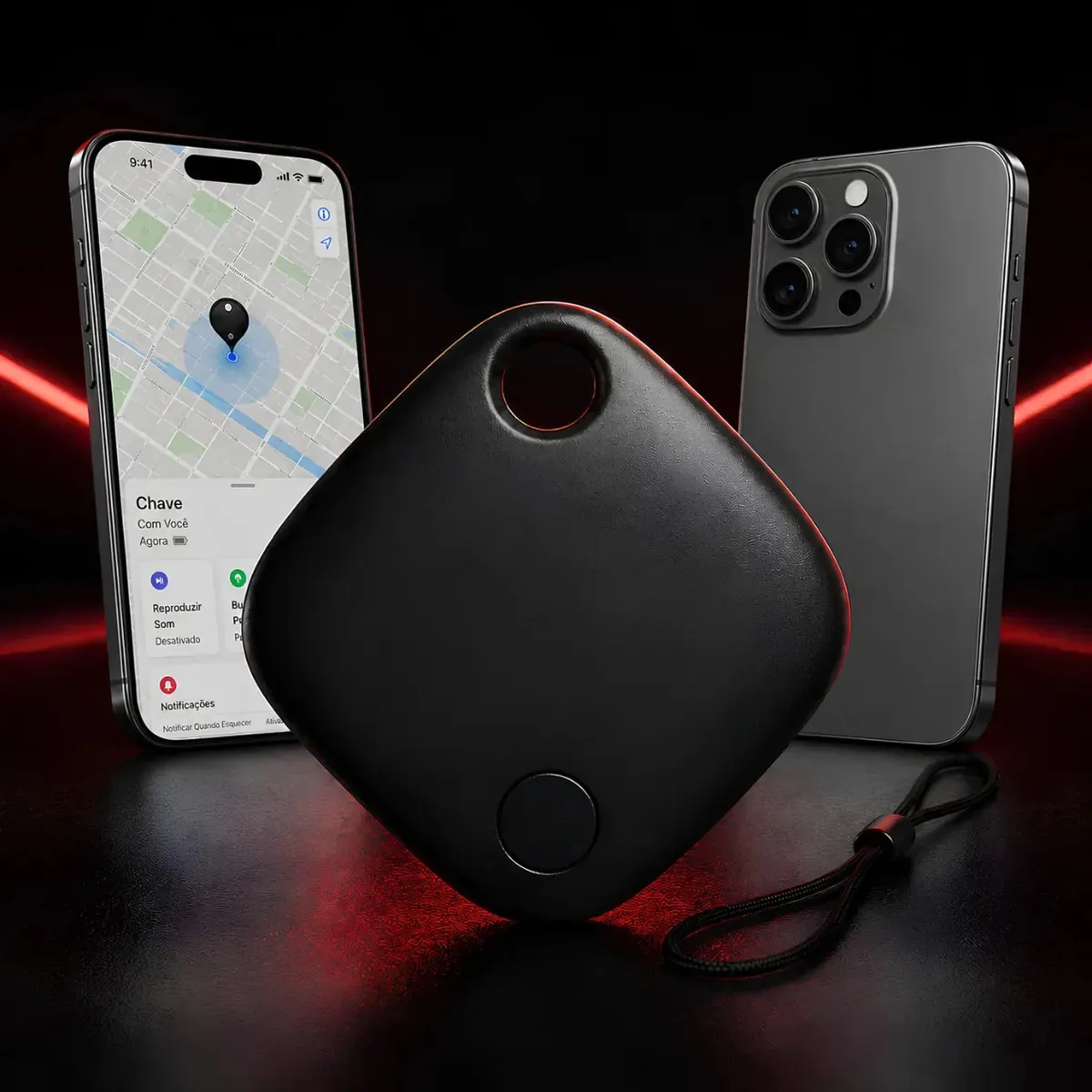 Smart Tag Compatível Find My Airtag Gps Rastreador Objetos Preto